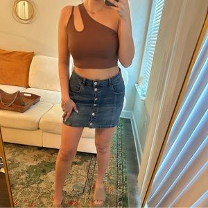 Almost Famous button down jean skirt. Size 9.